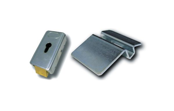 ელექტრომექანიკური საკეტი ორფრთიანი ჭიშკრებისთვის შესაფერისი ფირფიტით